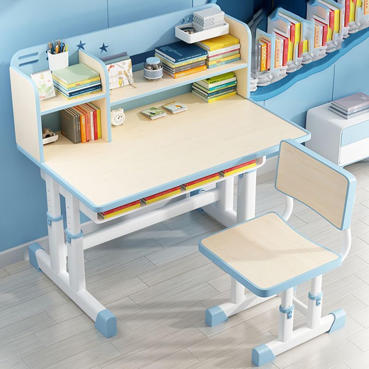 Amazon.co.jp: 子供の機能的なデスクチェアセット、高さ調節可能な子供